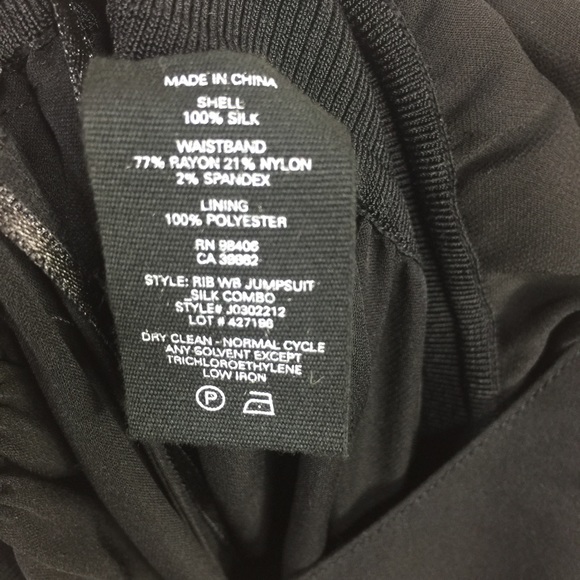 Theory Ribbed-Waist Silk Jumpsuit Romper Wide Leg Black P - Picture 12 of 15